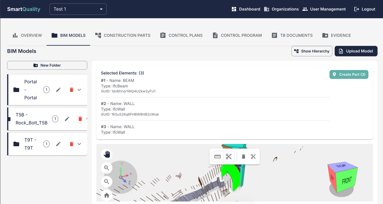 Multi-selecting elements in the BIM model
