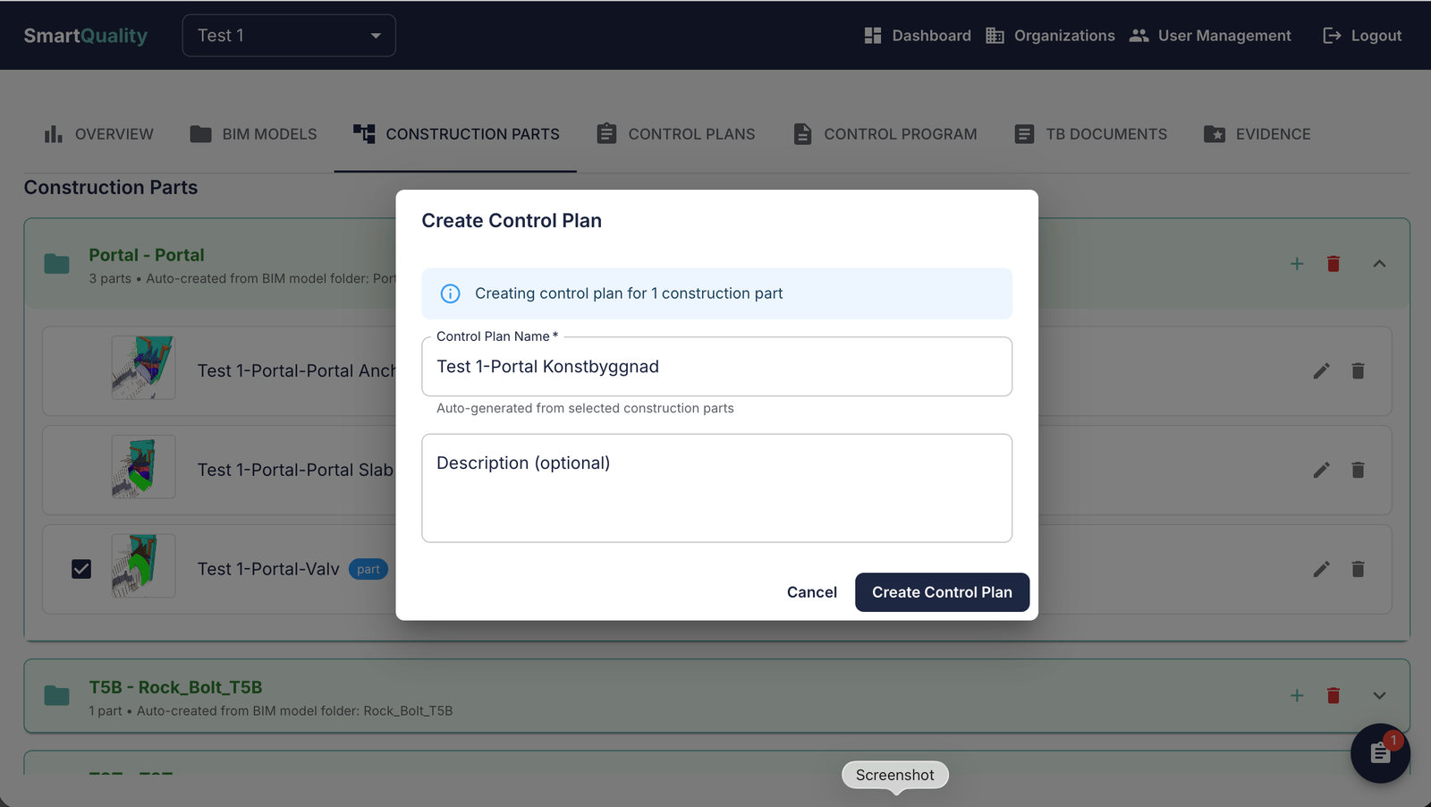 Create new control plan